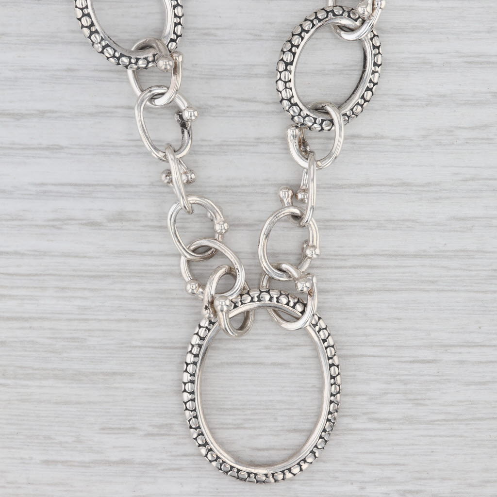 Light Gray Michael Dawkins Pebbled Toggle Necklace Sterling Silver 17.75" Statement