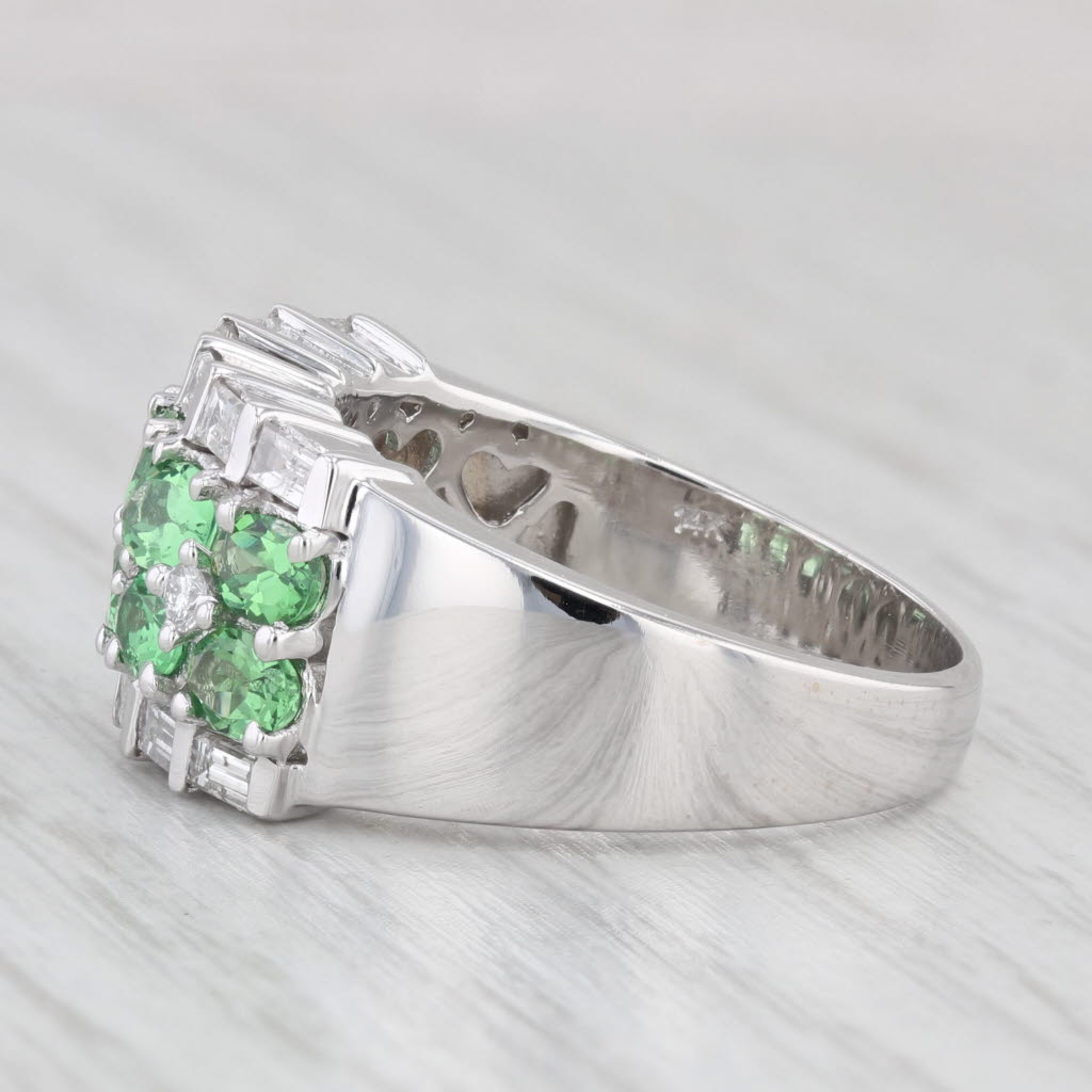 Light Gray 2.64ctw Green Tsavorite Garnet Diamond Ring 14k White Gold Size 8.75