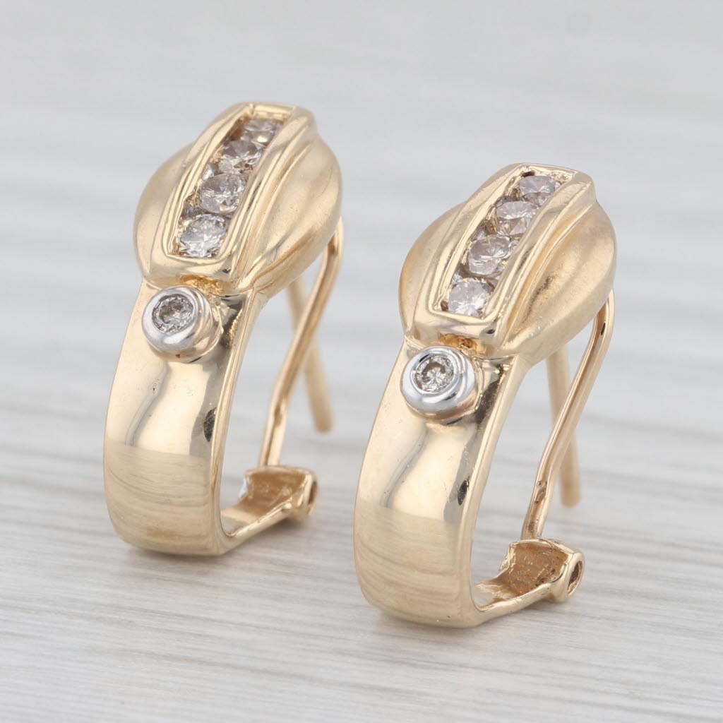 Light Gray 0.30ctw Diamond Journey Earrings 14k Yellow Gold Pierced Omega Back Drops