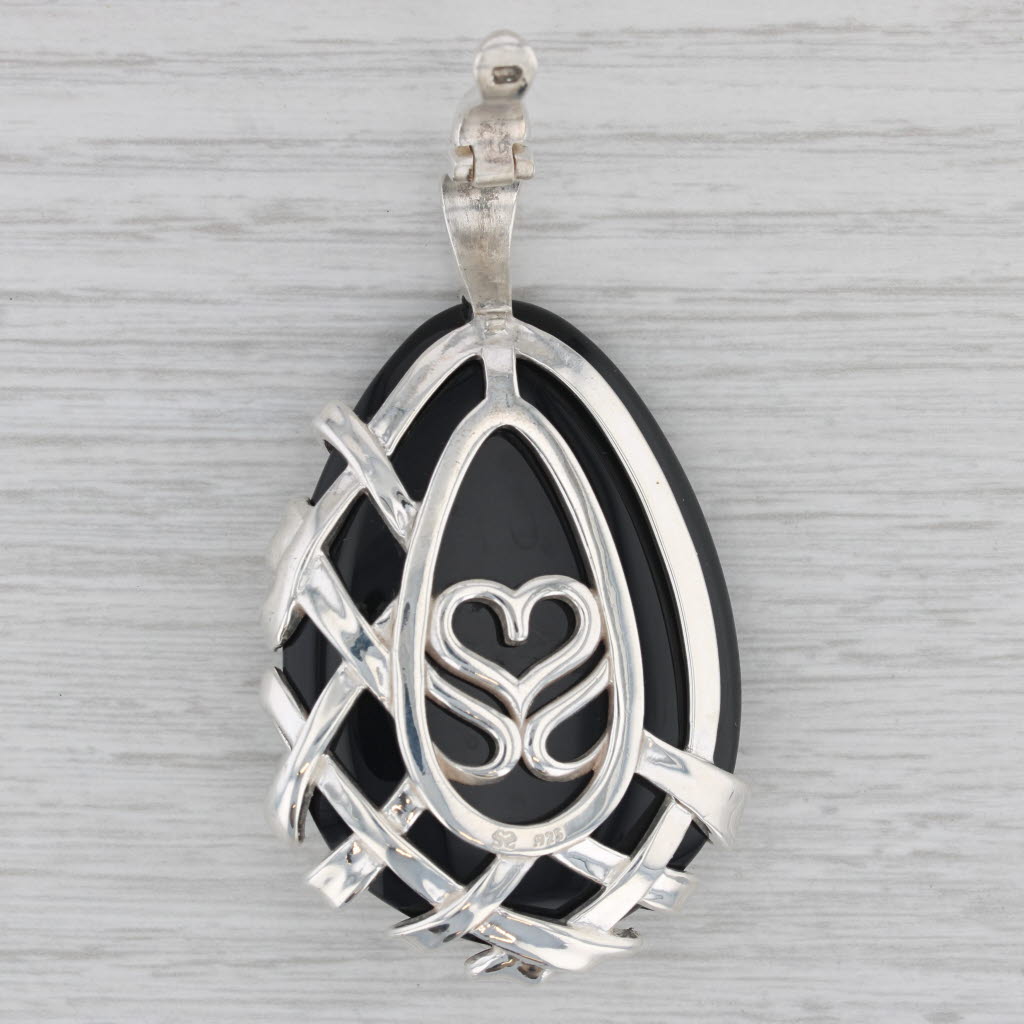 Gray Slane & Slane Onyx Statement Enhancer Pendant Sterling Silver Basket Weave