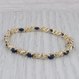 4.73 ctw Blue Sapphire Diamond 14K Yellow Gold Tennis Bracelet 7"