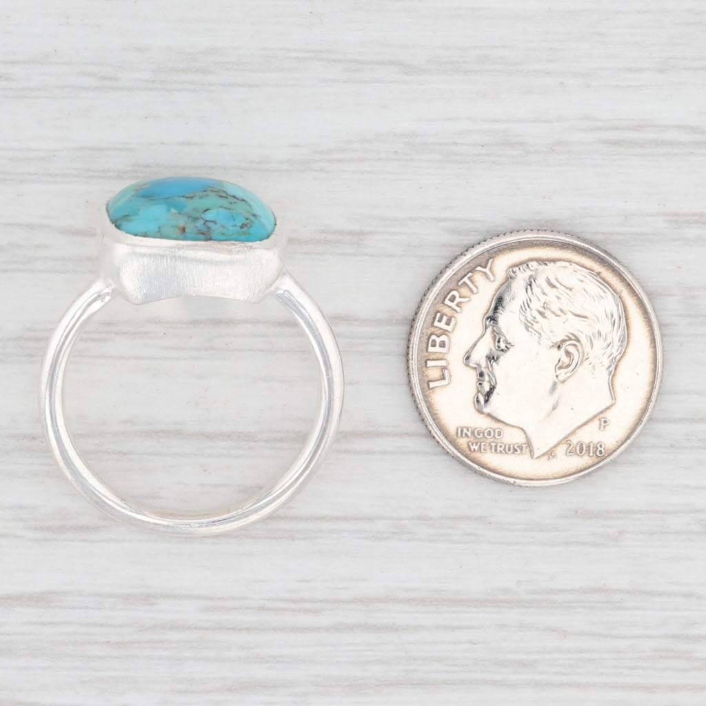 New Nina Wynn Marbled Blue Green Turquoise Ring Sterling Silver Size 7