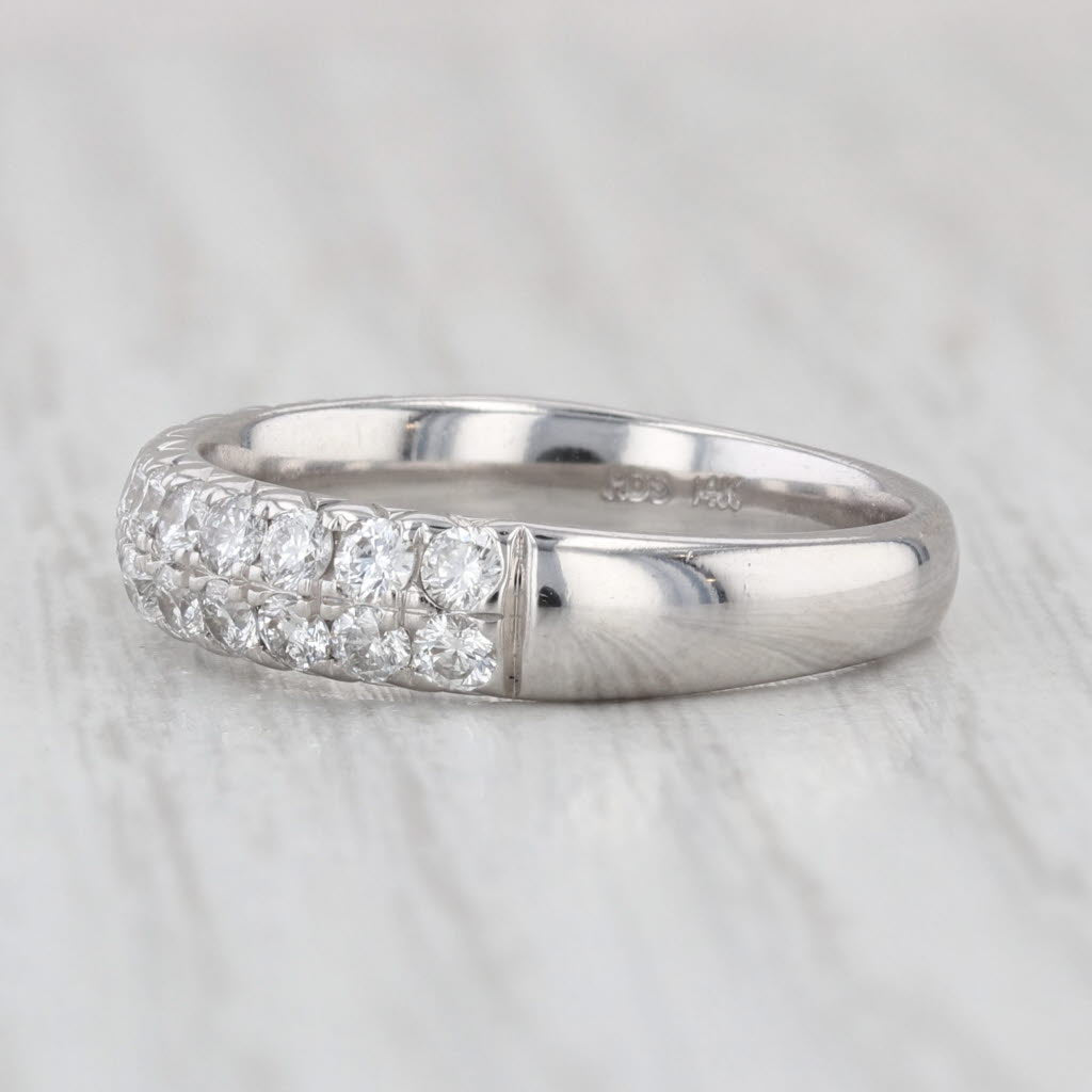 0.90ctw Diamond Wedding Anniversary Band 14k White Gold Size 7 Stackable Ring