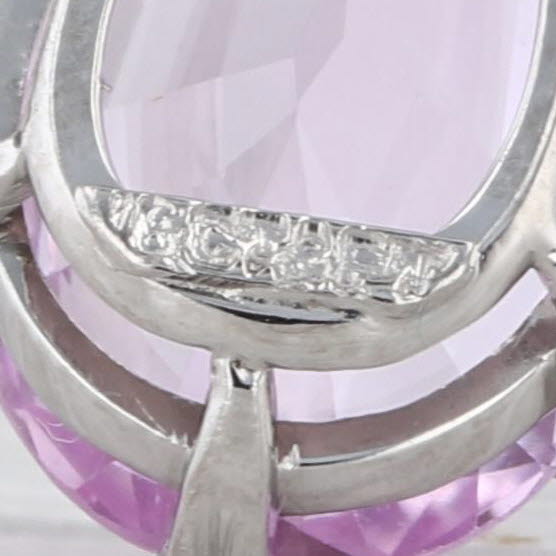 Vintage 2.60ctw Pink Topaz Diamond Lavalier Pendant Necklace 18k Gold Platinum