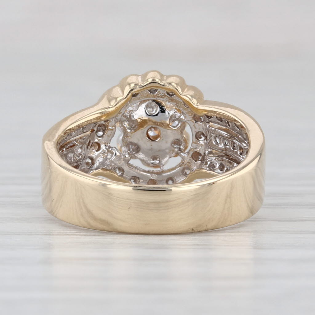 0.40ctw Diamond Flower Engagement Ring 14k Yellow Gold Size 5-5.25