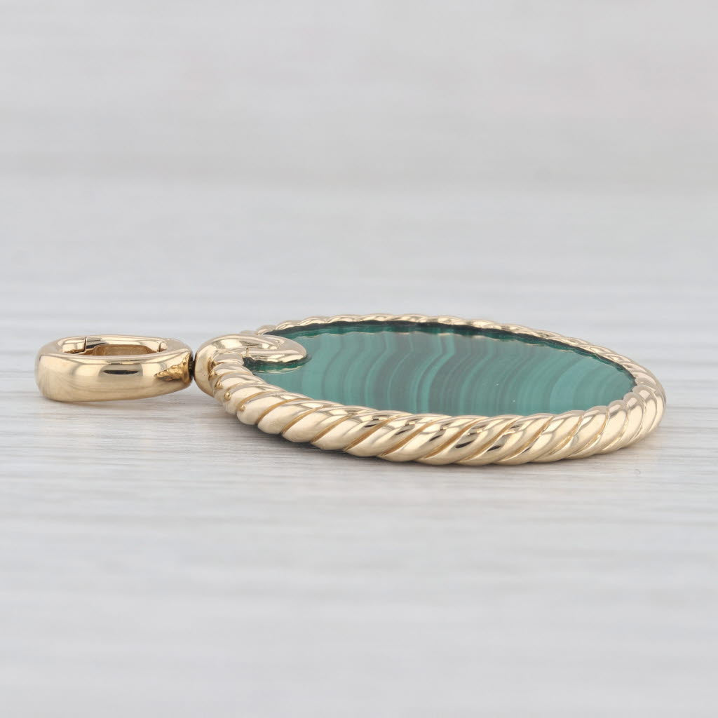 Light Gray David Yurman Green Malachite Elements Disc Pendant 18k Yellow Gold Clip Bail