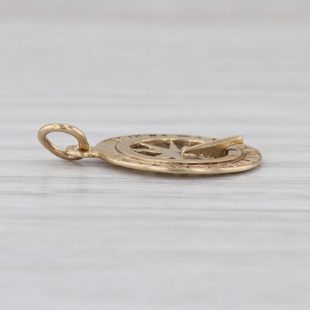You are My Sunshine Sundial Charm 14k Yellow Gold Small Pendant