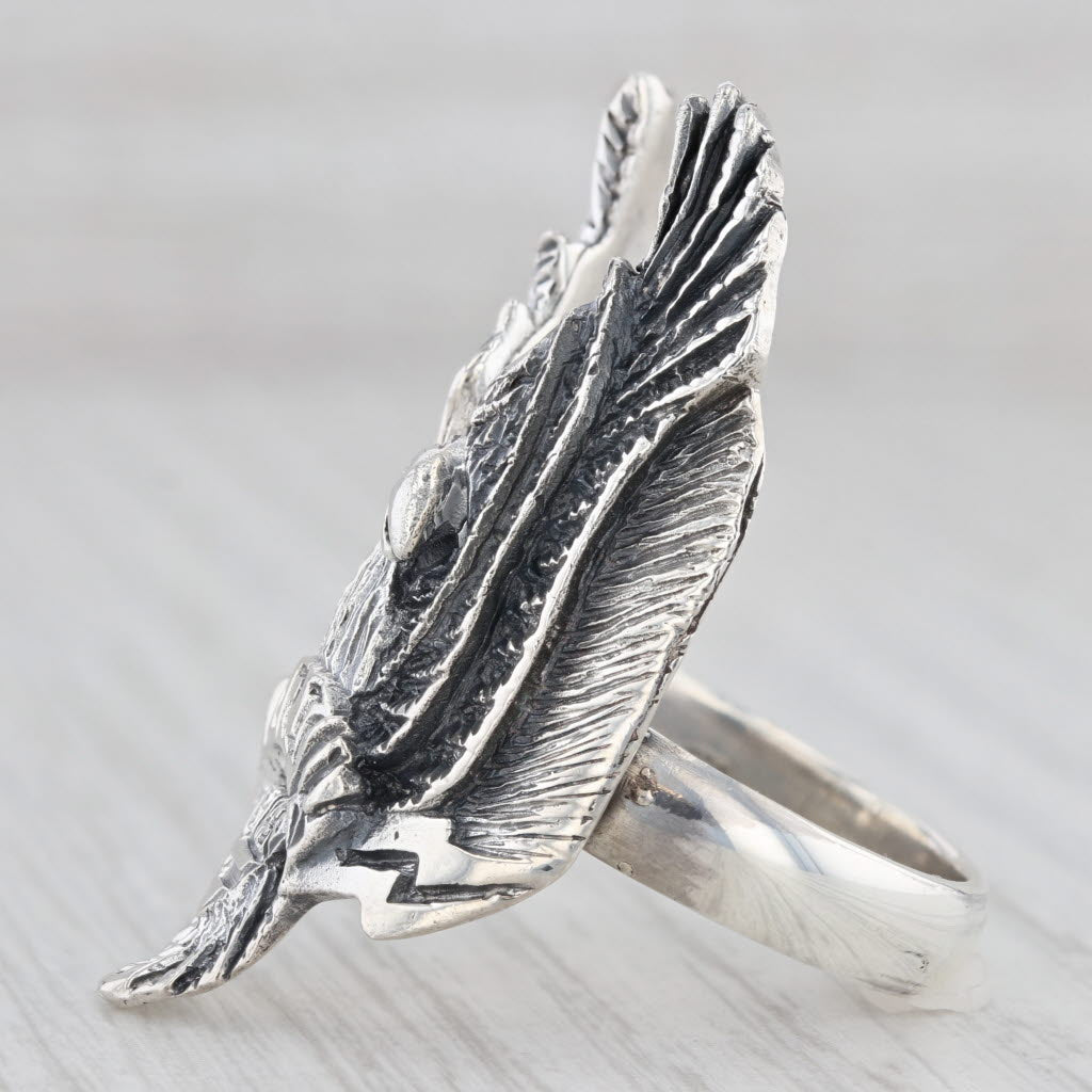 Light Gray American Biker Eagle Ring Sterling Silver Size 11 Men's