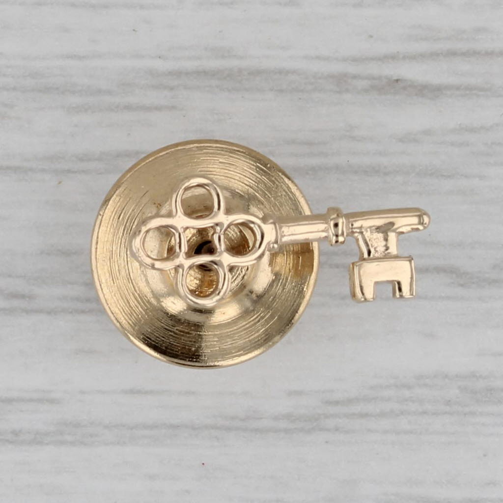 Gray Skeleton Key Lapel Pin 14k Yellow Gold