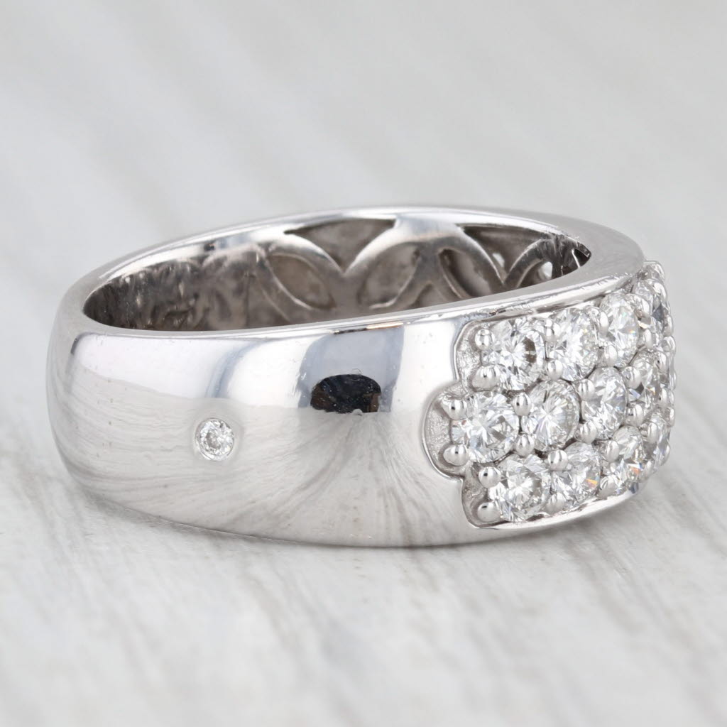 Light Gray 1.50ctw Pave Diamond Cluster Ring 14k White Gold Size 7 Band Caro74