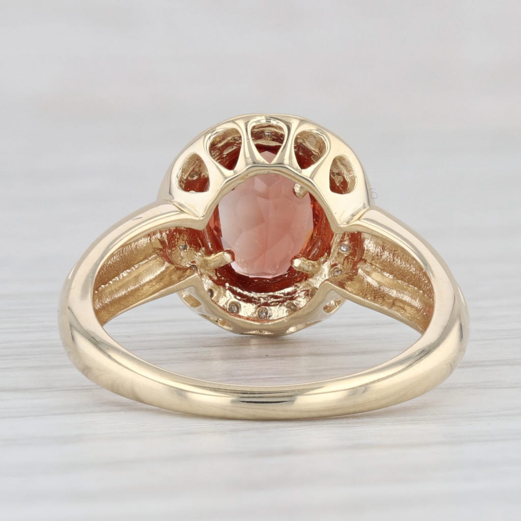 Light Gray 1.06ctw Burnt Orange Labradorite Diamond Halo Ring 14k Yellow Gold Size 7