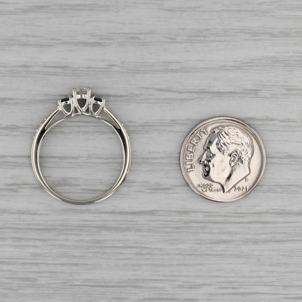 0.30ctw White Blue Diamond Engagement Ring 10k White Gold Size 7 3-Stone