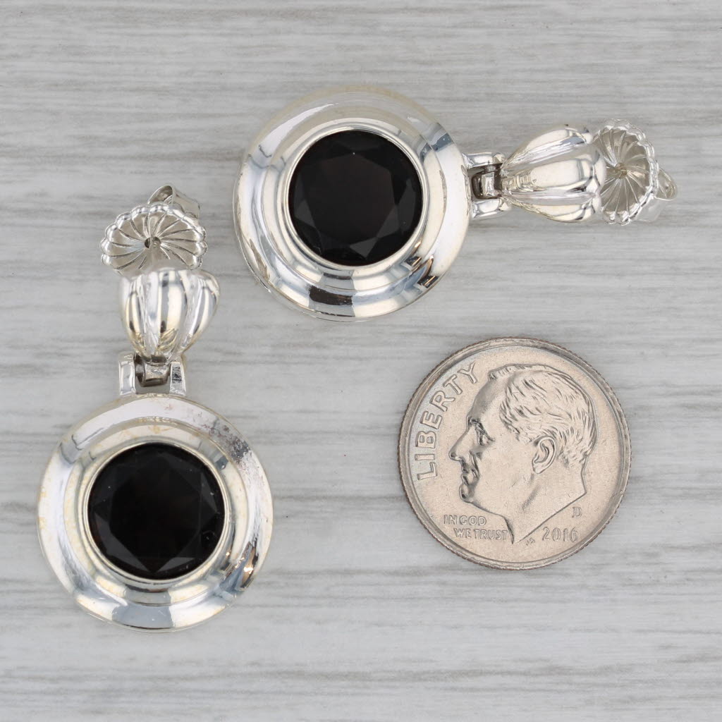 Gray 8.75ctw Smoky Quartz Round Solitaire Drops Sterling Silver