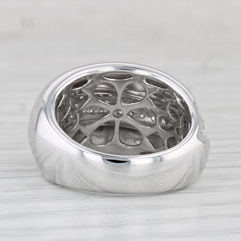 Light Gray 1ctw Diamond Crossover Ring 14k White Gold Size 7.25 Cocktail Band Sonia B