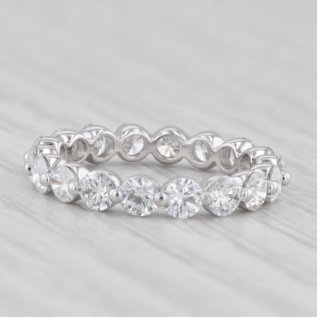 Light Gray 2ctw Diamond Eternity Wedding Ring 14k White Gold Anniversary Stackable Band