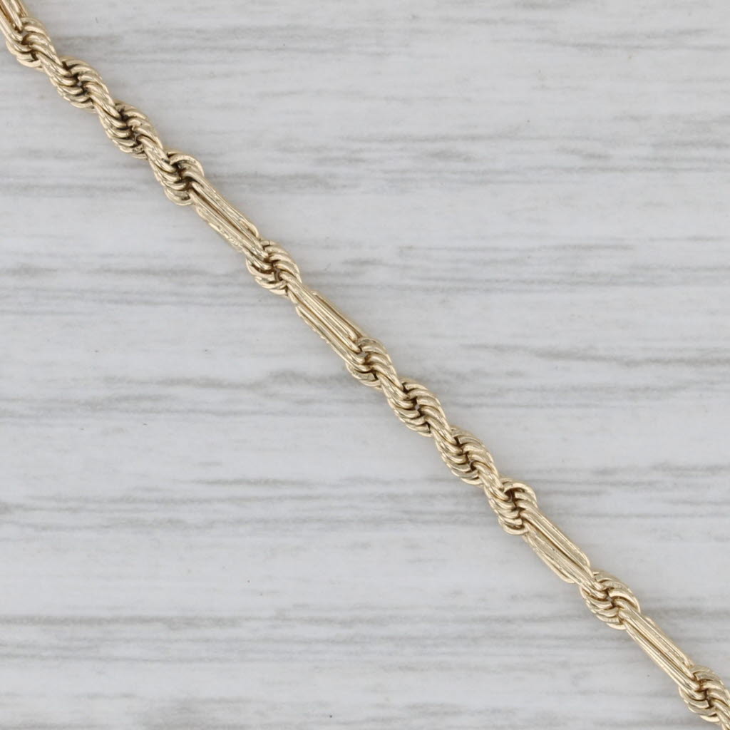 Gray Rope Chain Bracelet 14k Yellow Gold 7.25" 2mm