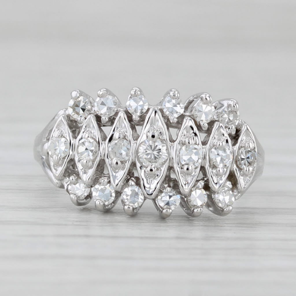 Light Gray 0.36ctw Diamond Cluster Ring 14k White Gold Size 6