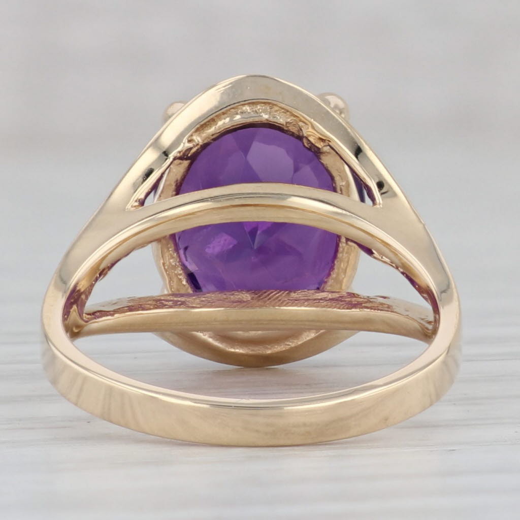 Gray 4.25ct Oval Amethyst Solitaire Ring 14k Yellow Gold Size 6.25