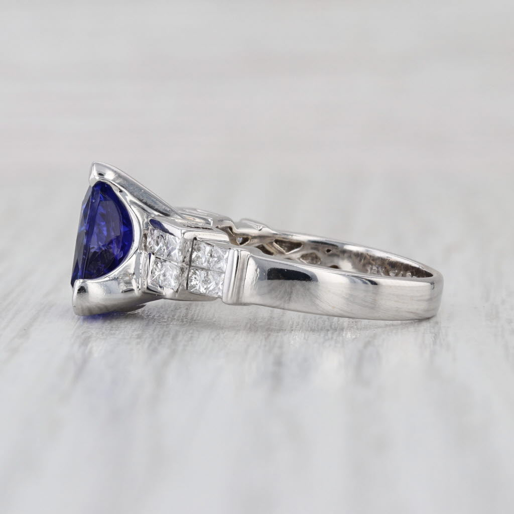 5.44ctw Trillion Tanzanite Diamond Ring 18k White Gold Size 7 Cocktail