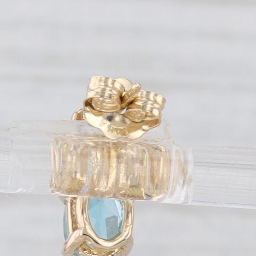 Light Gray 1.22ctw Blue Topaz Stud Earrings 14k Yellow Gold Mt Rushmore Black Hills Gold