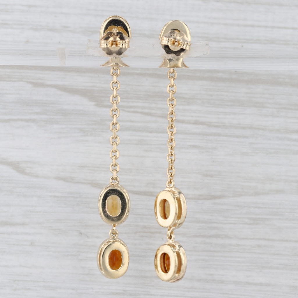 3.98ctw Yellow Orange Citrine Diamond Dangle Earrings 14k Yellow Gold Drops