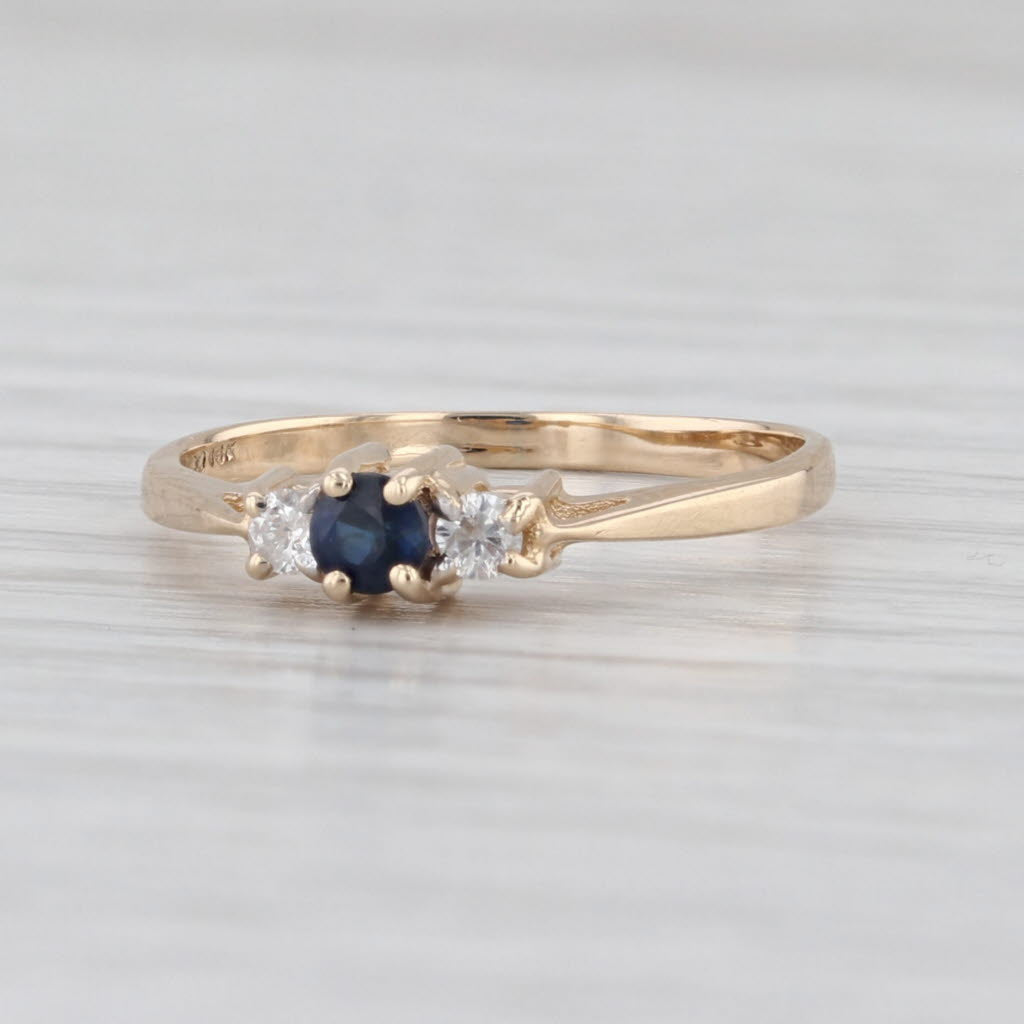 0.11ctw Blue Sapphire Diamond Ring 14k Yellow Gold Size 5.75