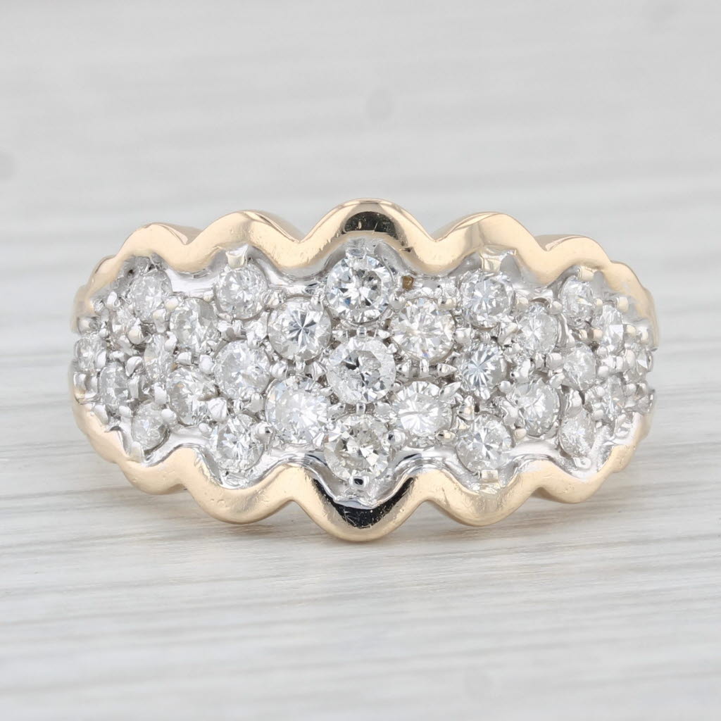 Light Gray 0.75ctw Pave Diamond Cluster Ring 14k Yellow Gold Size 6.5 Cocktail