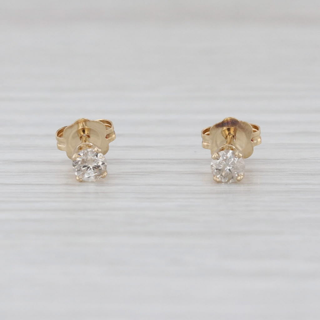 0.23ctw Small Diamond Stud Earrings 14k Gold Round Solitaire Studs Screw Back
