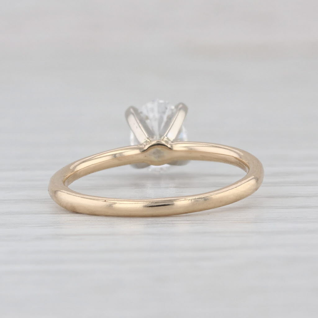 0.90ct Diamond Oval Solitaire Engagement Ring 14k White Yellow Gold Size 6 GIA