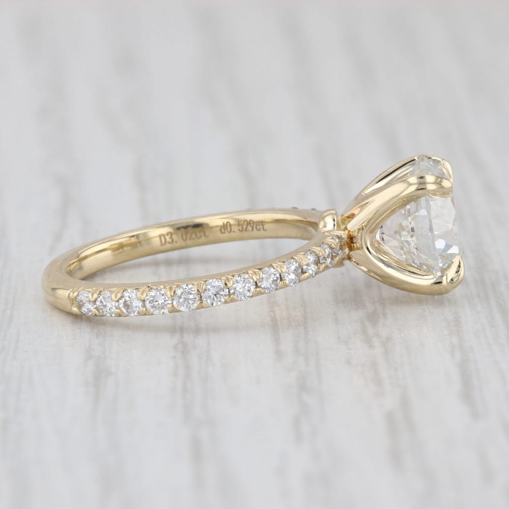New IGI 3.55ctw Round Lab Grown Diamond Engagement Ring 14k Yellow Gold Size 6.5