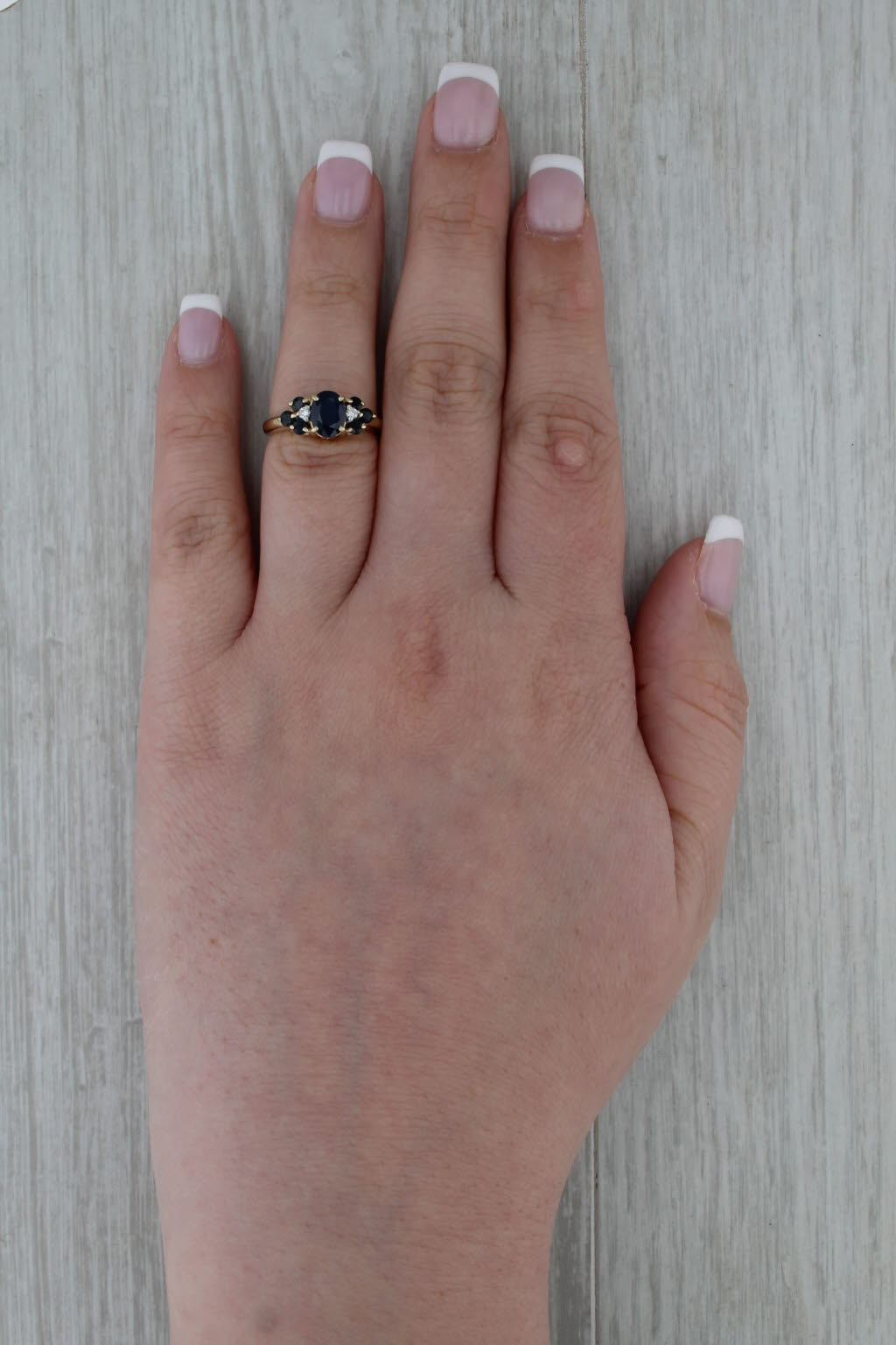 1.54ctw Oval Blue Sapphire Ring 14k Yellow Gold Size 5 Diamond Accents