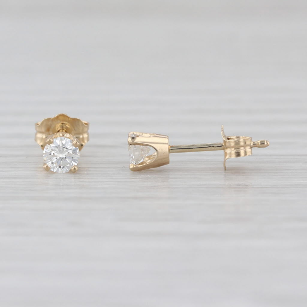 0.30ctw Diamond Round Solitaire Stud Earrings 14k Yellow Gold Studs