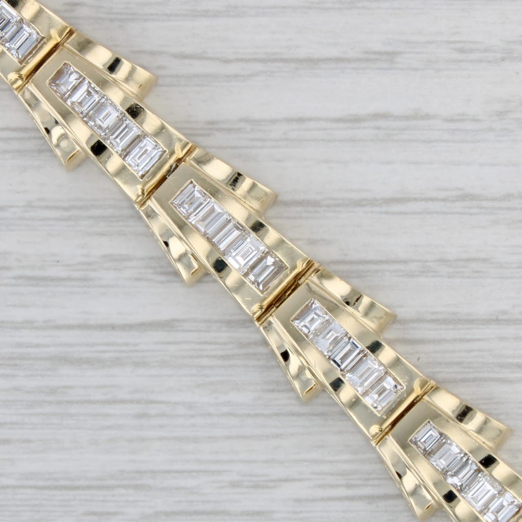 Gray 7.50ctw Diamond Scalloped Link Bracelet 14k Yellow Gold 6.5" 12.5mm