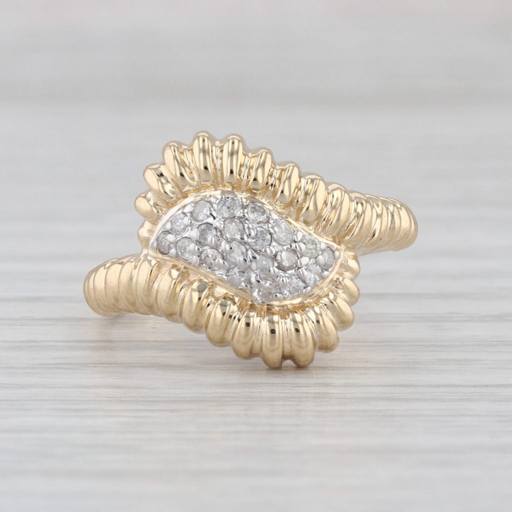 0.23ctw Diamond Cluster Bypass Ring 14k Yellwo White Gold Size 8