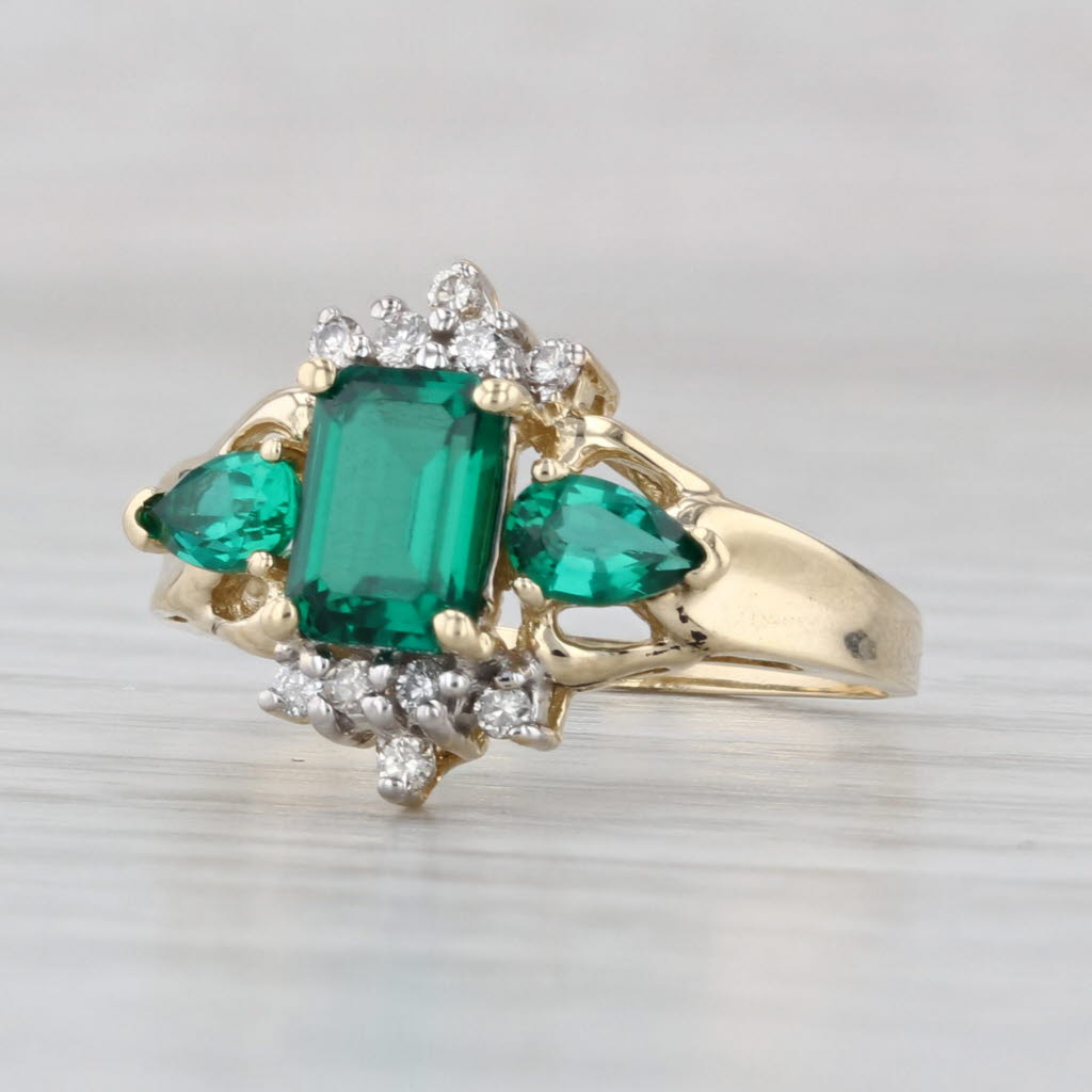 1.35ctw Lab Created Emerald Diamond Ring 14k Yellow Gold Size 7