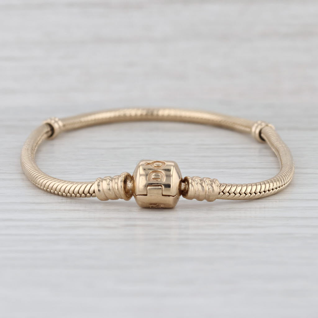 Pandora Moments Gold Clasp Charm Bracelet 550702 14k Yellow Gold 8.25" 21cm