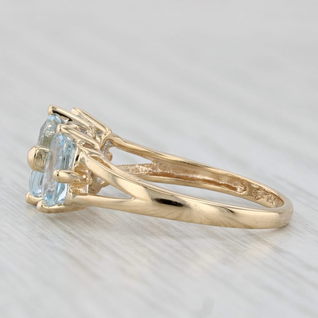 Light Gray 1.64ctw Aquamarine 3-Stone Ring 14k Yellow Gold Size 6