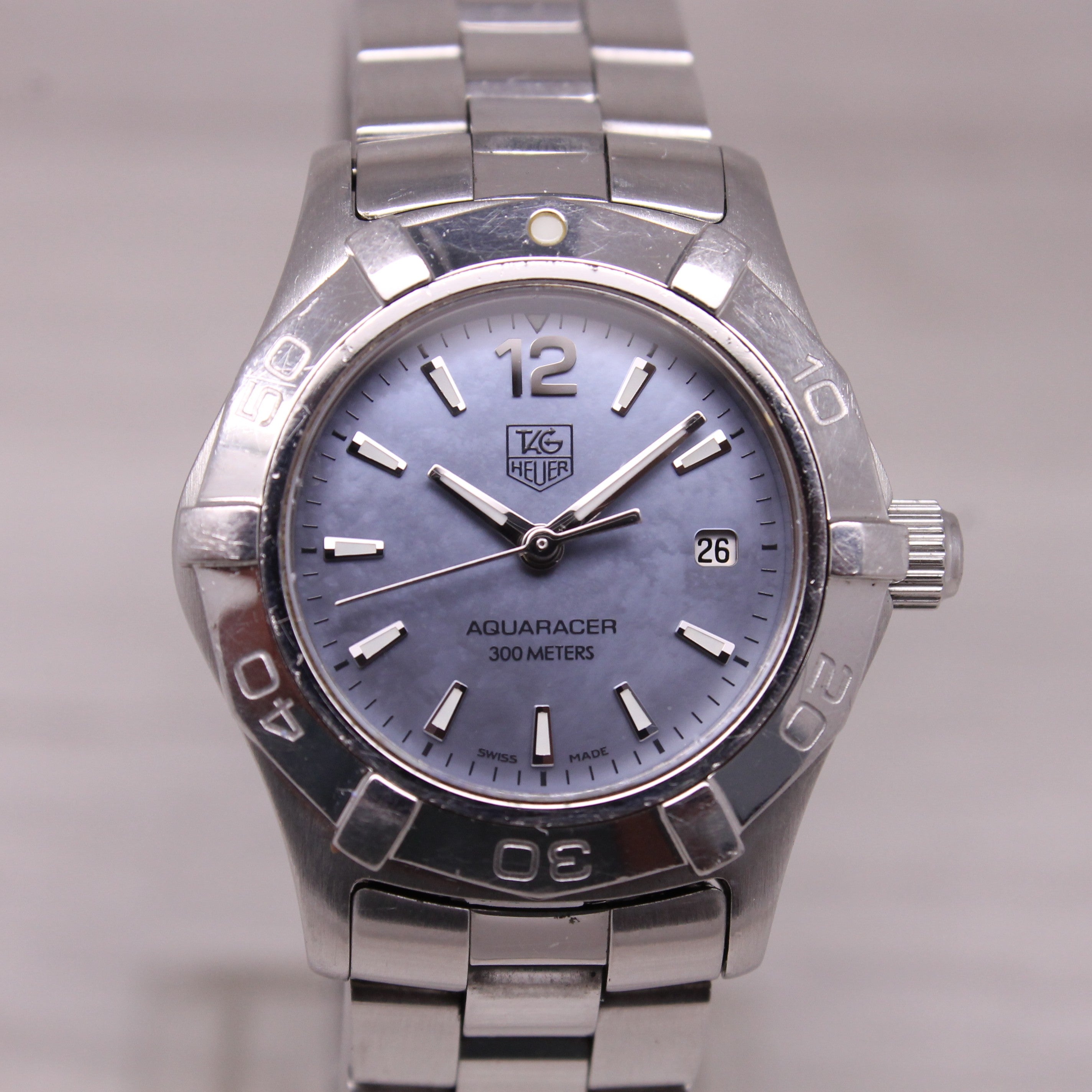 Tag Heuer Ladies Aquaracer Quartz Watch 27mm WAF1417 Blue MOP Dial Swiss Date