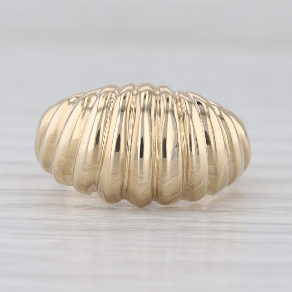 Domed Beveled Croissant Ring 14k Yellow Gold Size 6.25