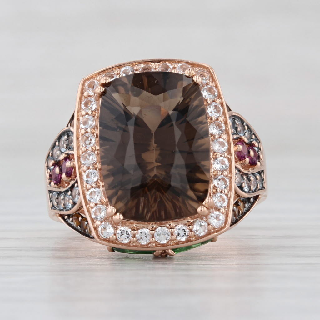 Le Vian 8.37ctw Smoky Quartz Topaz Citrine Tsavorite Garnet Ring 14k Rose Gold