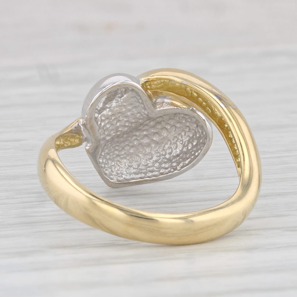 Light Gray Abstract Heart Ring 18k Yellow White Gold Size 8 Statement