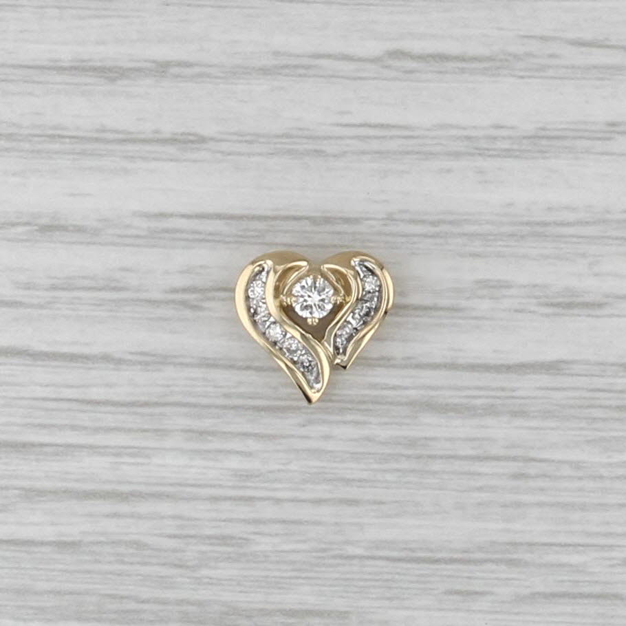 0.24ctw Diamond Heart Pendant 14k Yellow Gold Small Floating Drop