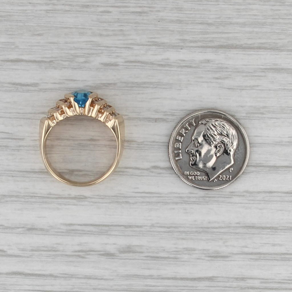 Heritage 1.43ctw Blue Topaz Diamond Ring 14k Yellow Gold Size 4.5