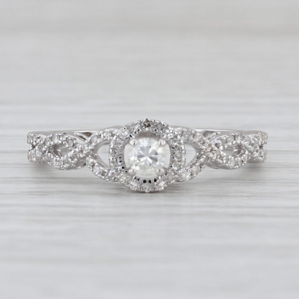 0.28ctw Round Diamond Halo Engagement Ring 14k White Gold Size 8
