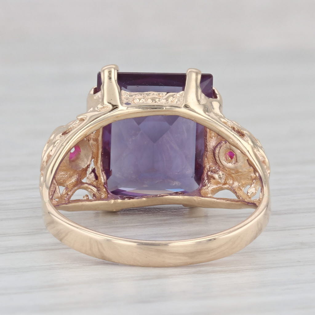 Light Gray 7.80ctw Rectangle Lab Created Sapphire Ruby 14k Yellow Gold Size 7 Ring