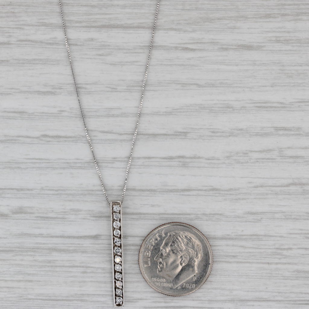 Gray 0.20ctw Diamond Journey Pendant Necklace 14k White Gold Box Chain Necklace