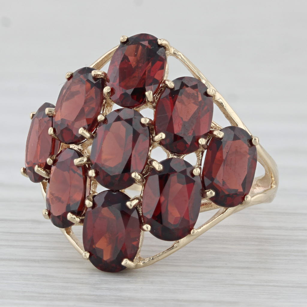 Light Gray 8.40ctw Garnet Cluster Ring 10k Yellow Gold Size 6.25 Cocktail