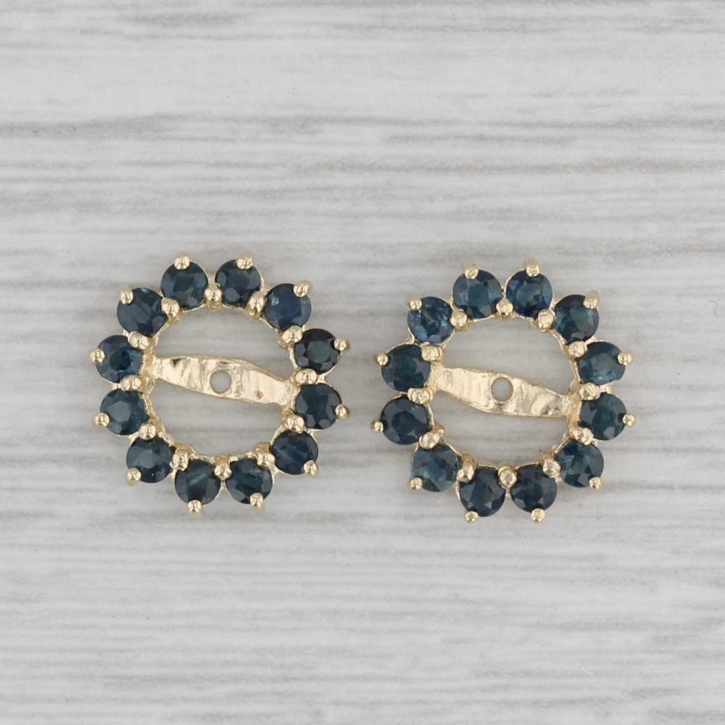 Gray 1.10ctw Blue Sapphire Earring Enhancers Jackets 14k Gold for Stud Earrings