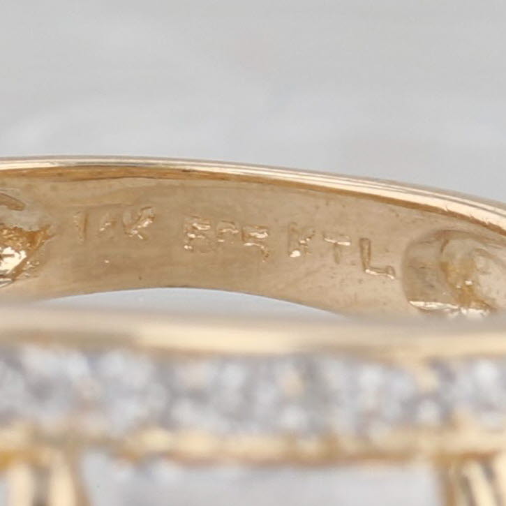 Diamond Wide Band Ring 14k White Yellow Gold Size 7.5 Cocktail