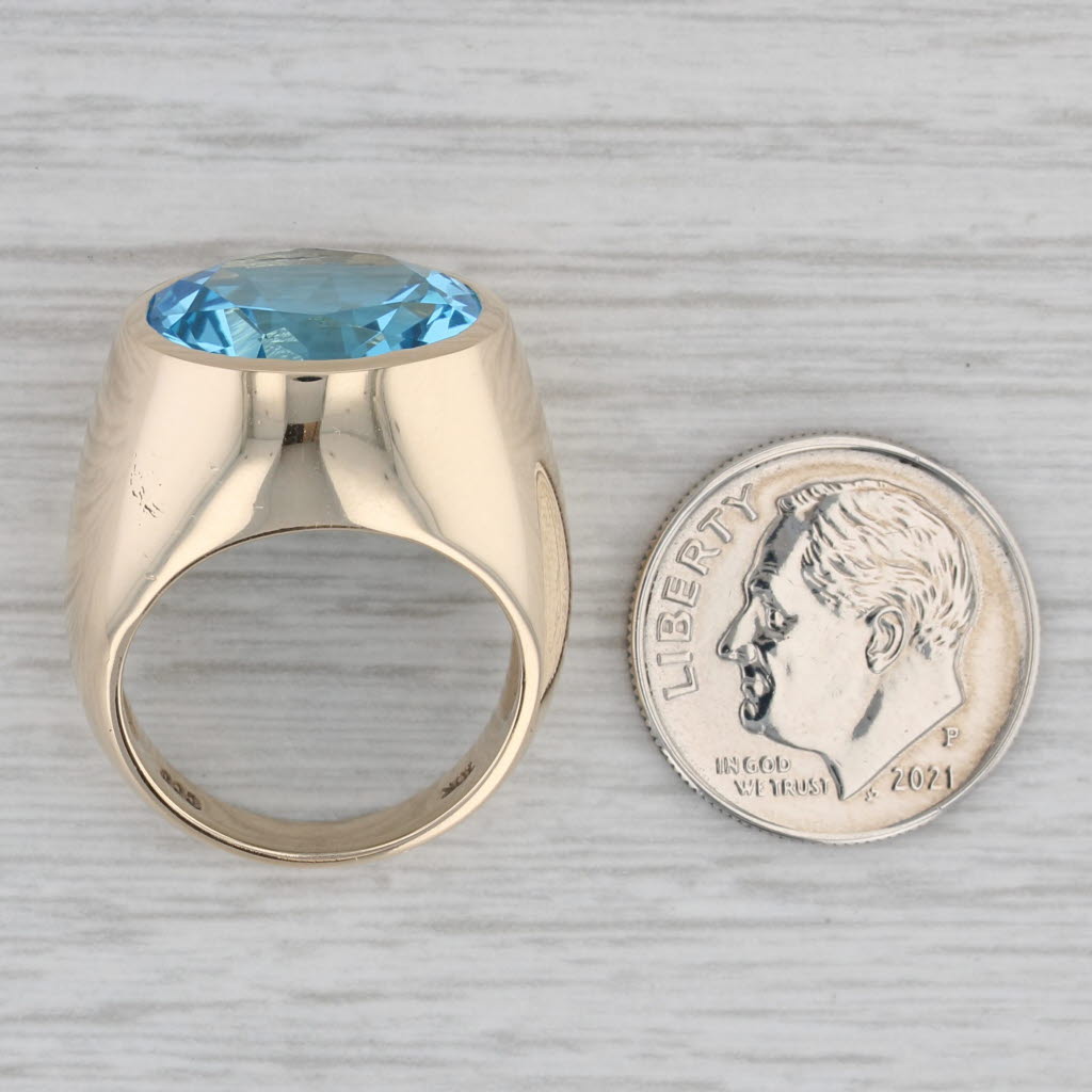 Gray 12.15ct Round Blue Topaz Solitaire Ring 10k Yellow Gold Size 6.25